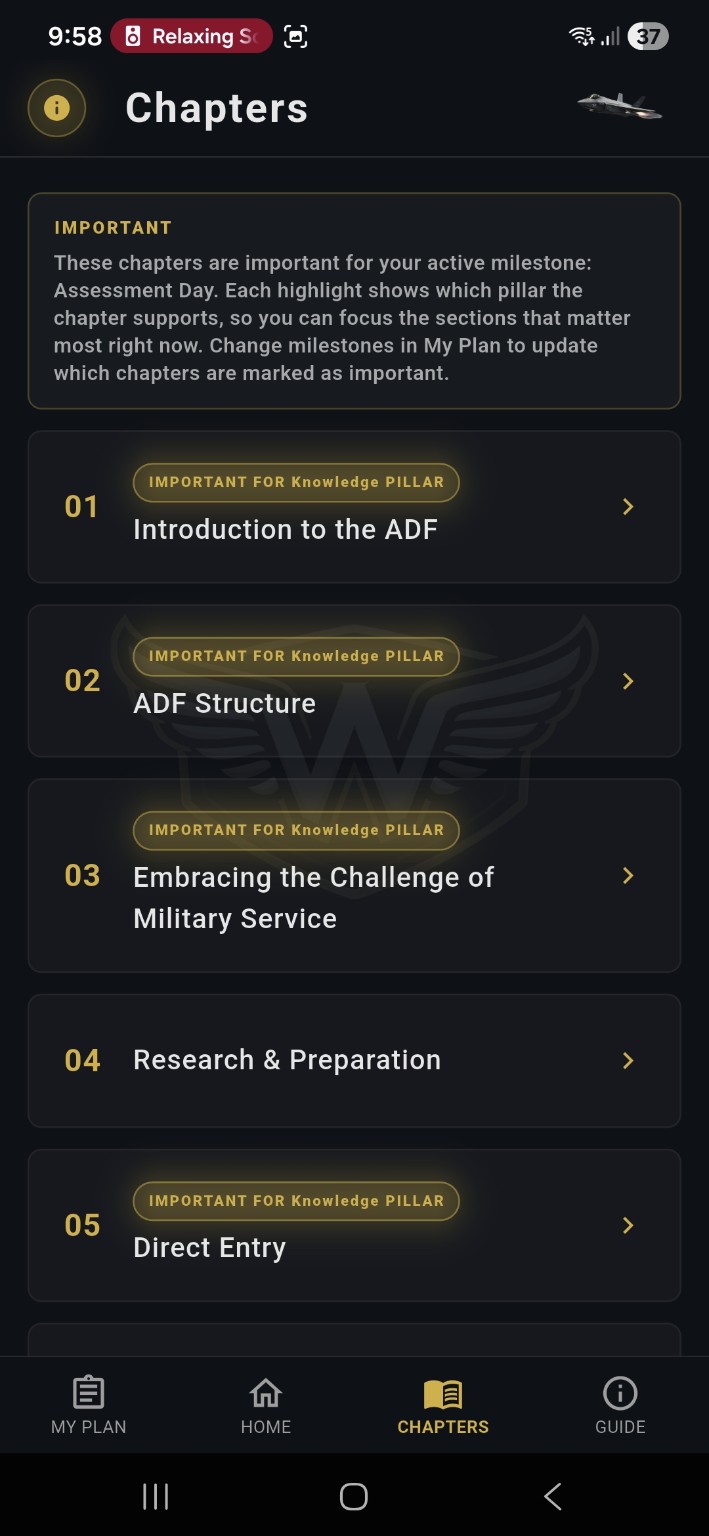 Chapters prioritised by pillar