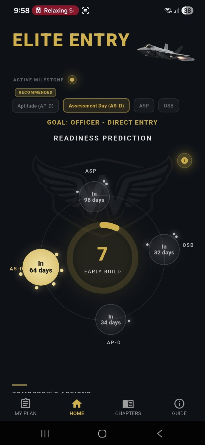 Elite Entry home screen